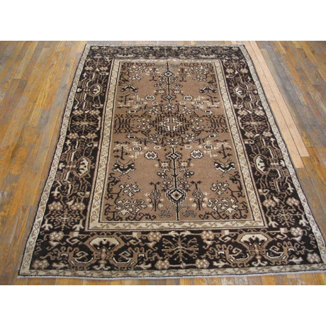 Antique Indian Agra rug, measures: 4'6" x 6'6" Antique Agra Small Scatter Size Wool Brown Rug, Circa Date: 1920s. This...
