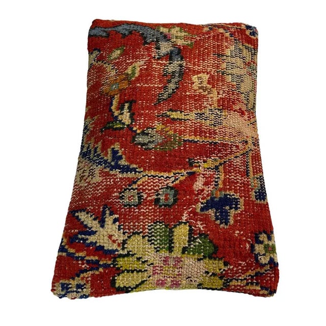 Large Vintage Turkish Handmade Rug Cushion Cover For Sale - Image 4 of 11