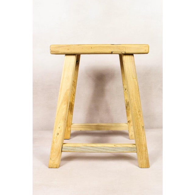 Vintage Rustic Stool in Elm For Sale - Image 5 of 5
