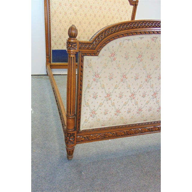 French Louis XVI Style Carved Walnut Queen Wide Bed Chairish