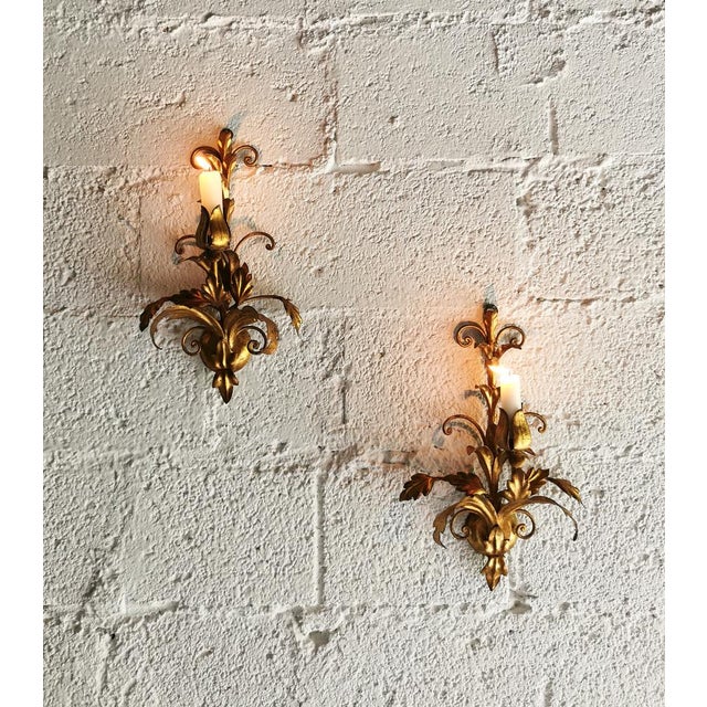 Goldenrod Hollywood Regency Wall Lights attributed to Hans Kögl, Germany, 1960s, Set of 2 For Sale - Image 8 of 11