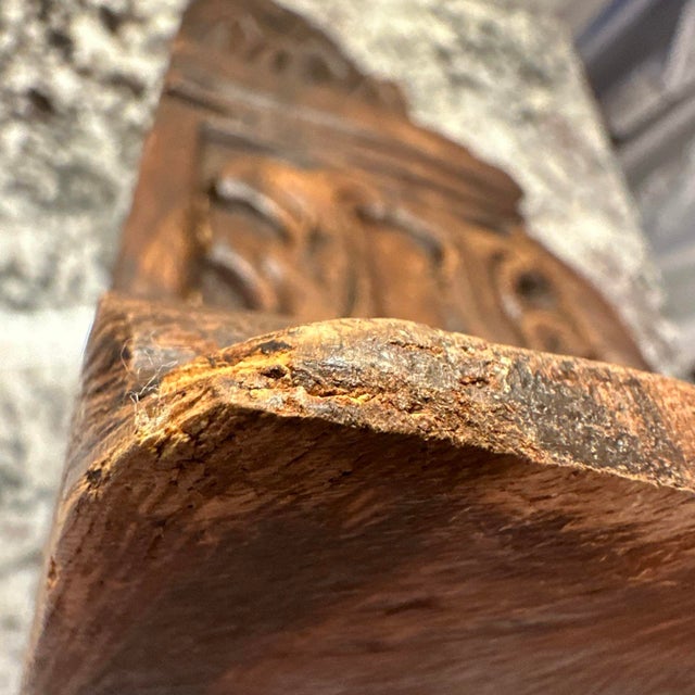 Vintage Spanish Revival Hand Carved Wood Wall Bracket Shelf Sconce Moody Corbel For Sale - Image 9 of 16