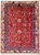 Antique hand-knotted rug from the Hamedan region of western Iran, featuring a vibrant red field filled with a dense array...