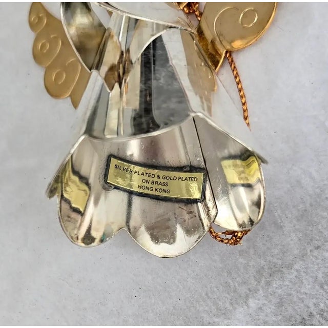 Mid-Century Modern Vintage Silver and Gold Plated Angel Christmas Ornaments - Set of 4 For Sale - Image 3 of 3
