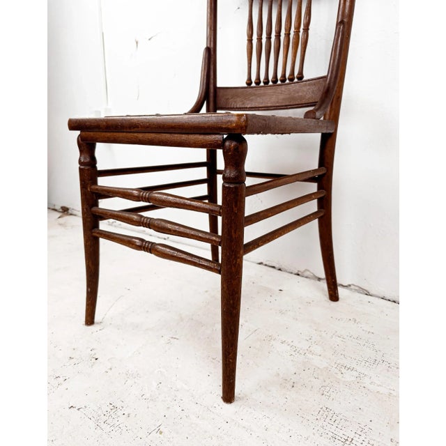Brown Spindle Back Pressed Chairs - Set of 2 For Sale - Image 8 of 13