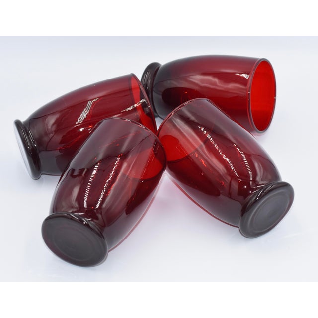 1950s 1950s Baltic Royal Ruby by Anchor Hocking Hand Blown 4pc Goblet Set For Sale - Image 5 of 6