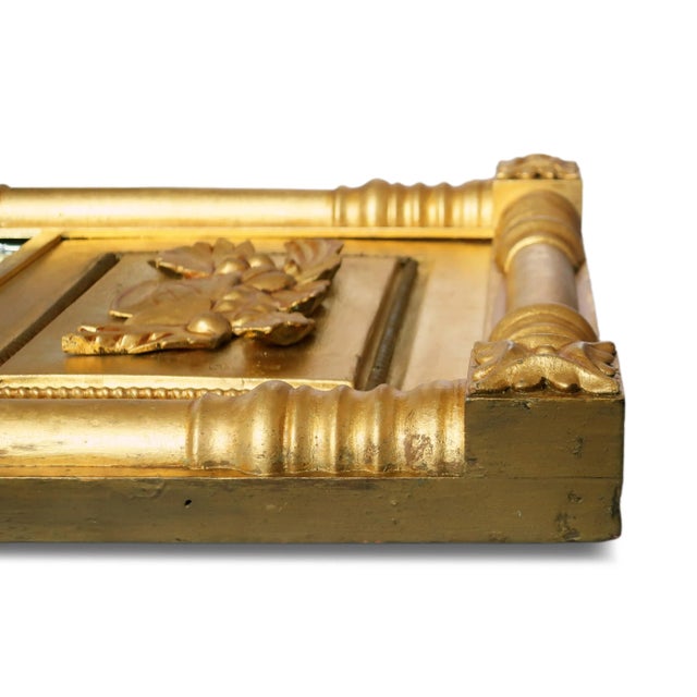 Wood 19th Century Giltwood Mirror With Rosette Corners and Fruit Panel For Sale - Image 7 of 9