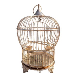 Vintage Anglo Indian Domed Brass Bird Cage… For Sale
