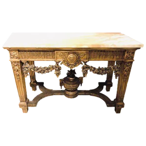 Louis XV Style Giltwood Marble-Top Console, Hall or Center Table