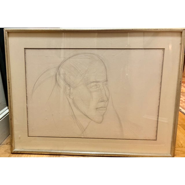 Signed volume sketch of young woman by sculptor Philip Grausman (b. 1934). A simple and elegant late modern work that...