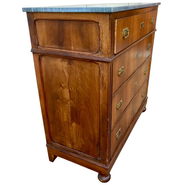 1960s English Navy Military Chest of Drawers with Marble Top, 1960s For Sale - Image 5 of 8