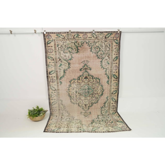 1970s Vintage Turkish Handmade Wool Cotton Beige Area Rug For Sale - Image 12 of 13