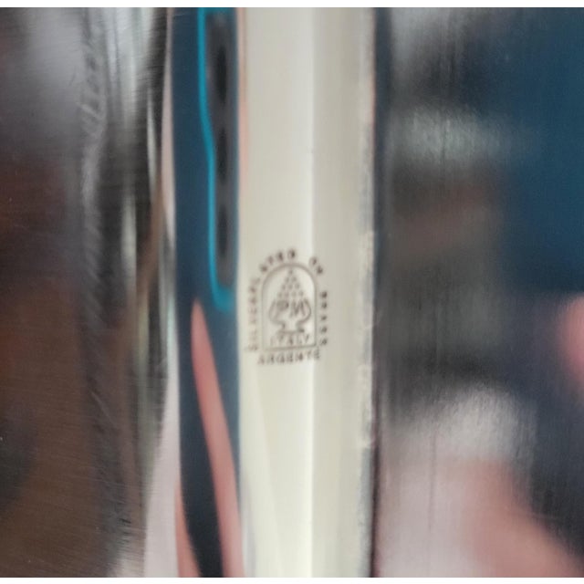 Metal Mid 20th Century Silverplate Tray by Pm Italy For Sale - Image 7 of 7