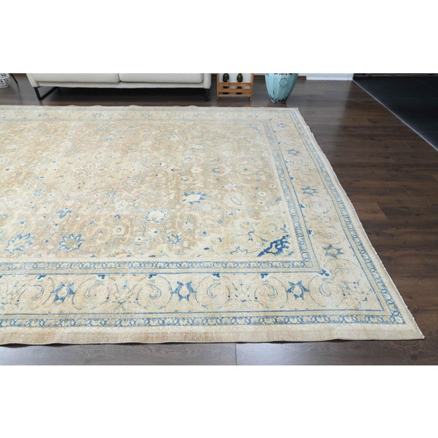 1970s Vintage Persian Handmade Wool Cotton Yellow Area Rug For Sale - Image 9 of 11
