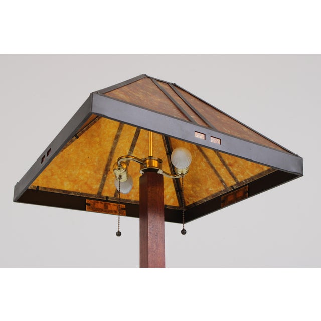 1990s 1990s Mica Lamp Co 2 Light Mission Oak Floor Lamp For Sale - Image 5 of 17