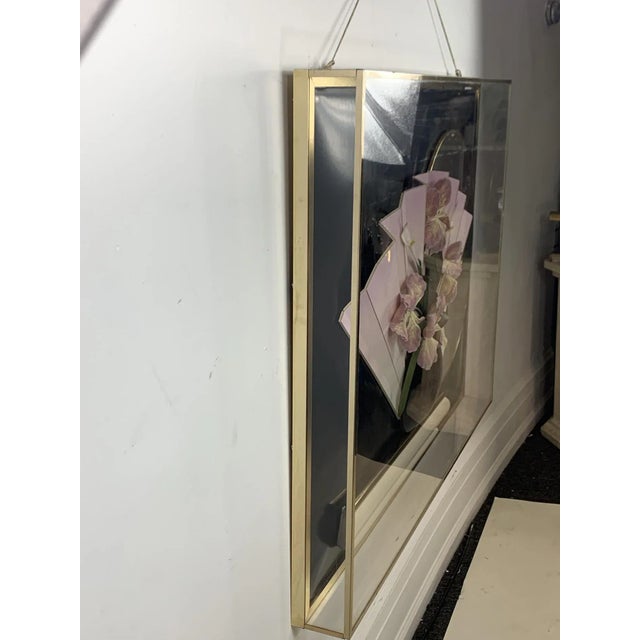 Glass Jon Gilmore 1980s Flower on Vase on Console With Mirror Lucite Diorama Wall Hanging For Sale - Image 7 of 11
