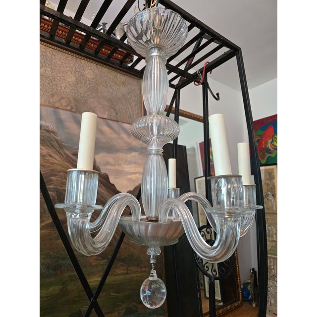 Glass Vintage Mid Century Modern Murano Style Venetian Chandelier For Sale - Image 7 of 12