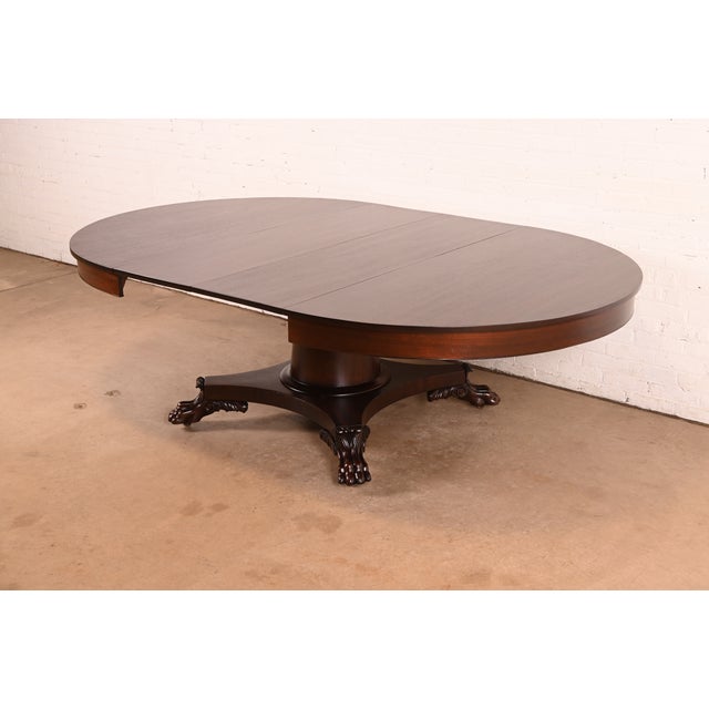 Brown R. J. Horner Style Antique Victorian Mahogany Pedestal Extension Dining Table With Lion Paw Feet, Newly Refinished For Sale - Image 8 of 14
