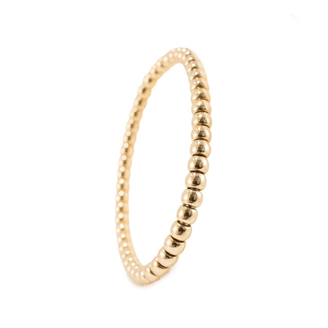 Modern Ladies 14k Yellow Gold Flexible Beads Link Bracelet For Sale - Image 3 of 8