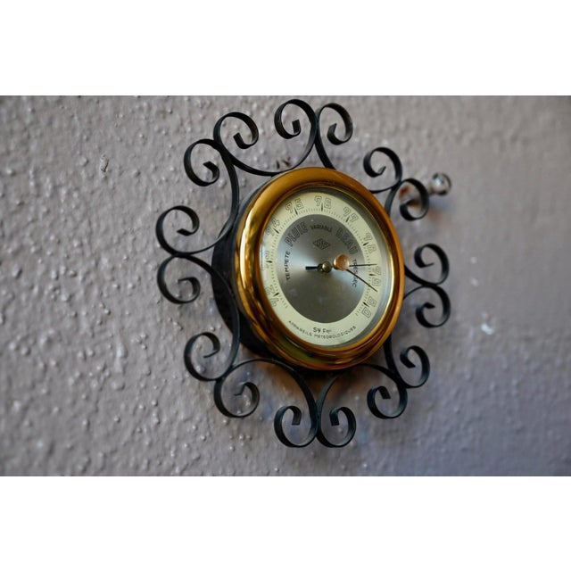 Wall Barometer in Wrought Iron and Gilt Brass from Sfam, France, 1970s For Sale - Image 3 of 6