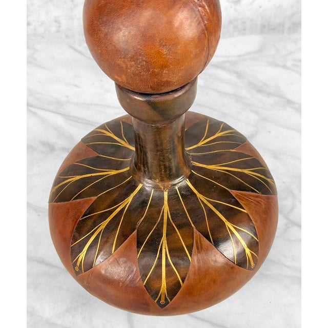 Glass Vintage Italian Leather Wrapped Cognac Liquor Decanter W/ Stopper For Sale - Image 7 of 9