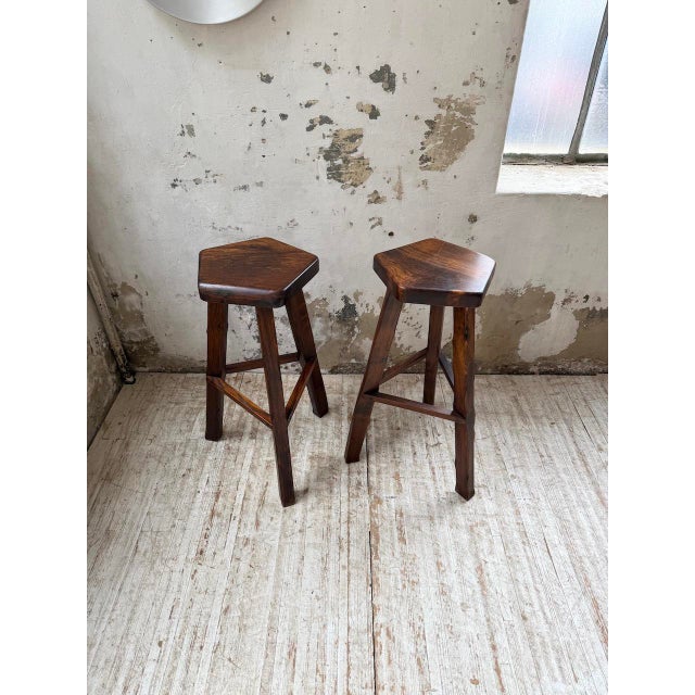 Tall Elm Stools from Aranjou, 1960s, Set of 2 For Sale - Image 12 of 18