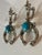 1950s 1950s Arthur Pepper (Art) Turquoise Silver Squash Blossom Earrings, a Pair For Sale - Image 5 of 7