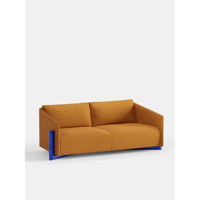 Mustard timber 3 seater sofa by kann design dimensions: d 104.5 x w 200 x h 75 cm. Materials: solid wood, elastic belts,...