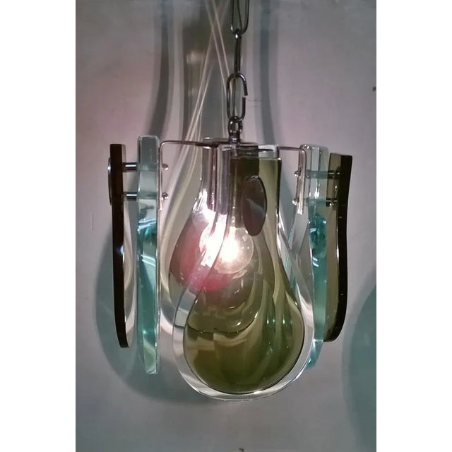 Crystal Art Glass Pendant Lamp, 1970s For Sale - Image 3 of 11