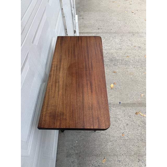 Wood Vintage Duncan Phyfe Style Mahogany Pedestal Game Table With Brass Paw Feet For Sale - Image 7 of 12
