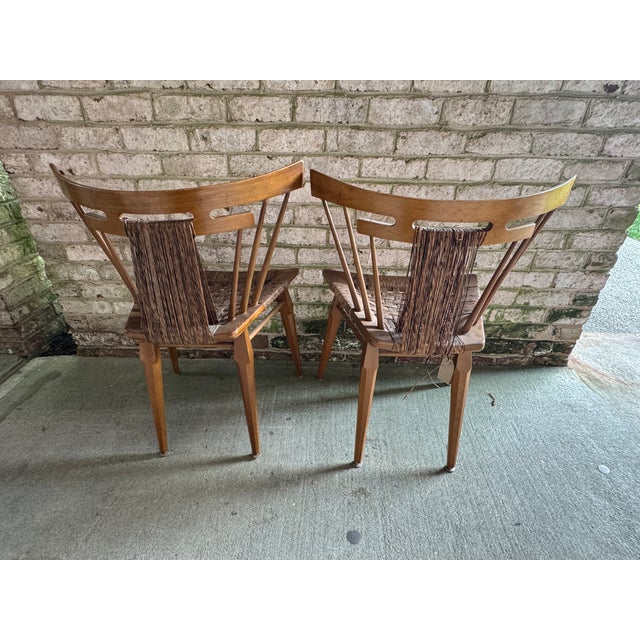 Brown Pair of Vintage, Edmond Spence Rush and Mahogany Chairs, Mexico 1950s For Sale - Image 8 of 18