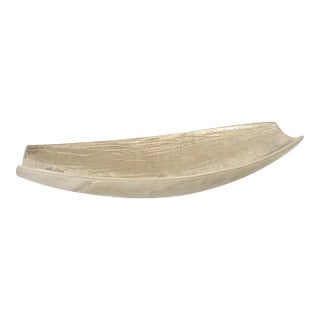 Crate & Barrel Handcrafted "Allegra" Nickel-Finish Oblong Centerpiece Bowl For Sale