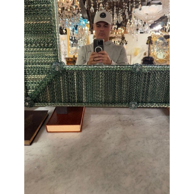 Modern Murano Glass Twist Mirror in Dark Green For Sale - Image 4 of 5