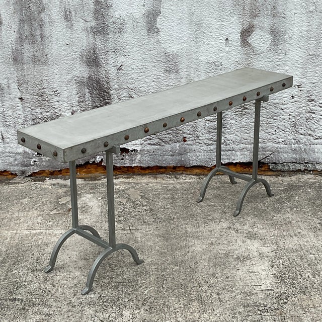 Vintage Boho Nailhead Plaster Console Table For Sale - Image 9 of 11