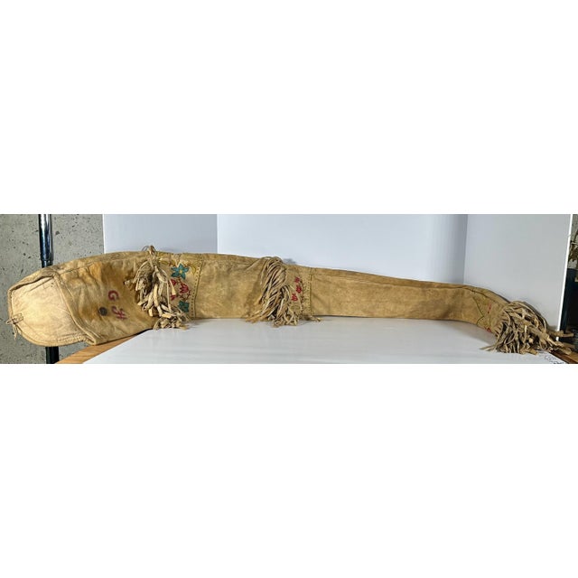 Rare & Authentic Antique Cree Indian Embroidered Rifle Scabbard for your consideration. The scabbard measures approx. 44...