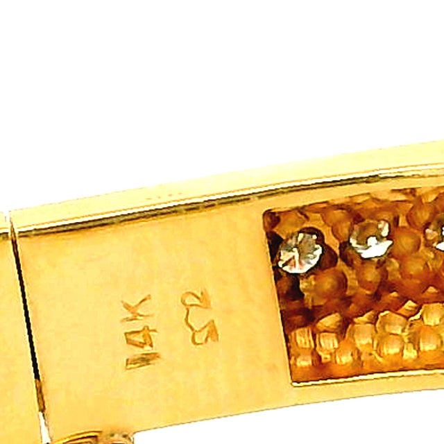 1990s Italian 14k Gold 3.38 Carat Diamond Pavé Dome Bangle Bracelet For Sale - Image 12 of 18