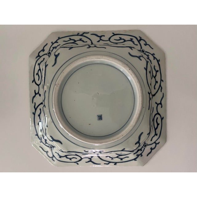 Japanese Antique Japanese Ko-Imari Blue and White Octagonal Plate With Landscape For Sale - Image 3 of 18