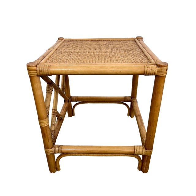 Chippendale Style Rattan End Table | Chairish