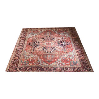 Late 19th Century Antique Genuine 10' X12'-6" Persian Serapi Rug For Sale