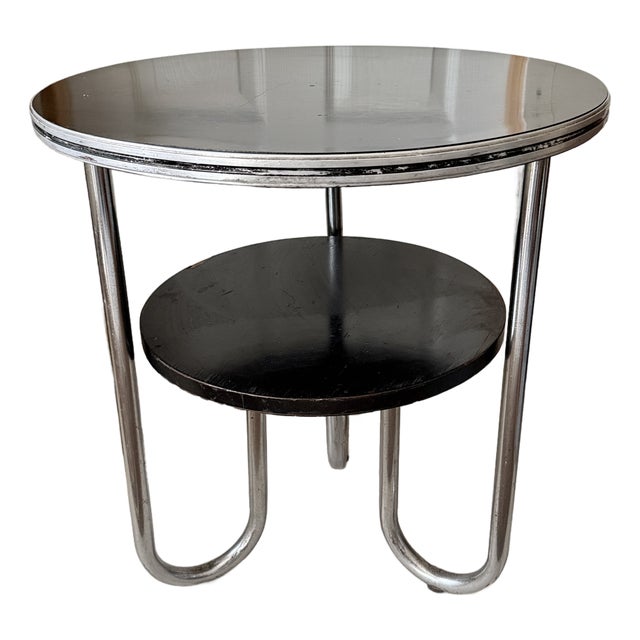 Vintage Royal Chrome Round 2-Tier Side Table For Sale