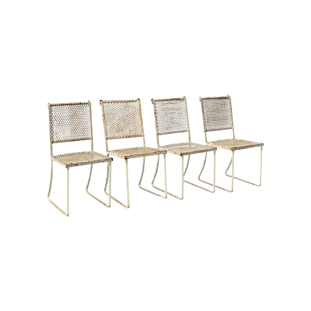 Mid-Century Modern Mid-Century Modern Patina Perforated Patio Chairs - Set of 4 For Sale - Image 3 of 7