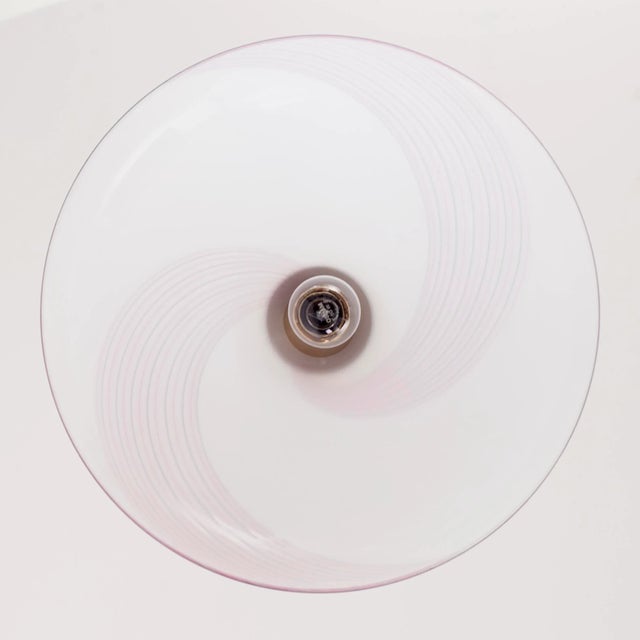 White Murano Glass Ceiling Lamp with Pink Filigree Spiral For Sale - Image 10 of 12
