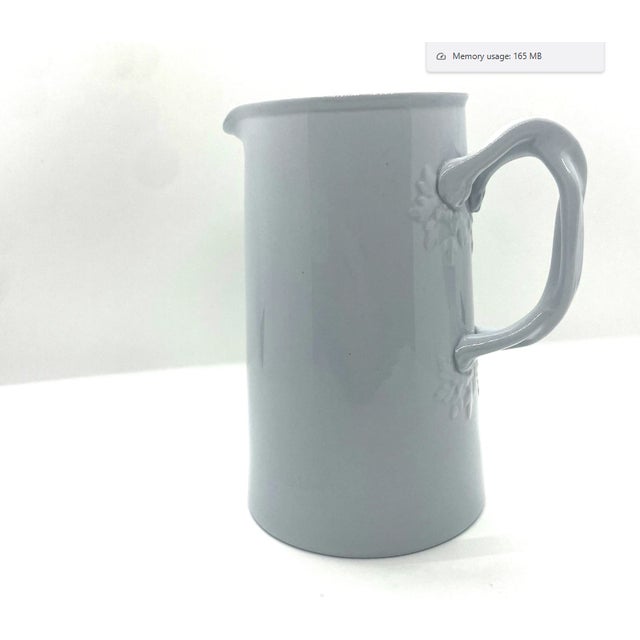 Victorian Vintage Copeland Spode Creamware Embossed Milk Pitcher, Fine Stone, Grapevine, English Porcelain For Sale - Image 3 of 8