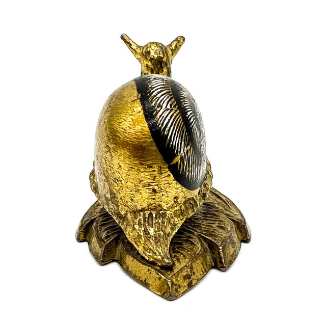 Metal Vintage Allied Brass Brass Snail Memo Clip & Wall Note Holder on Leaf Base – Hollywood Regency / Naturalistic For Sale - Image 7 of 11