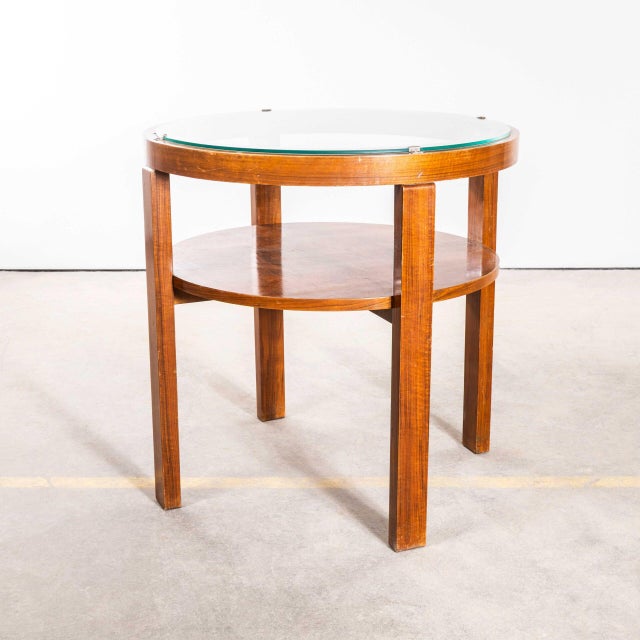 Tan Warm Oak Low Occasional Table with Glass Top, 1930s For Sale - Image 8 of 8