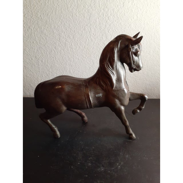 Art Deco 1960s Solid Bronze Gallop Horse Sculpture For Sale - Image 3 of 7