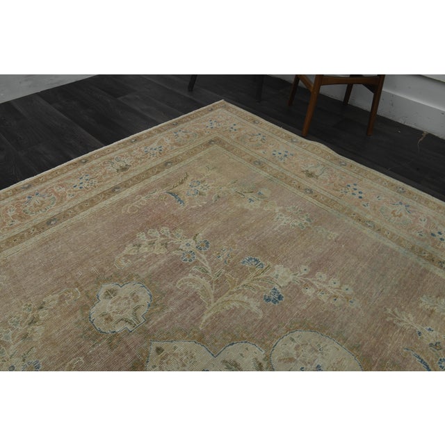 1970s Vintage Persian Handmade Wool Cotton Orange Brown Area Rug For Sale - Image 4 of 11