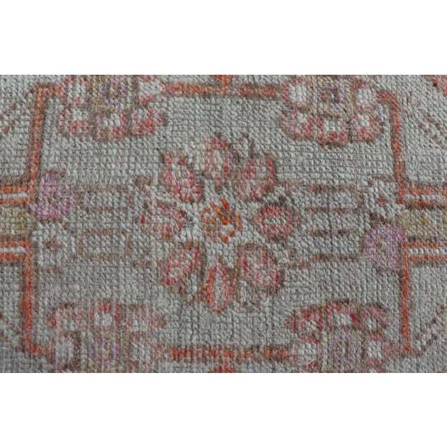Textile Turkish Oushak Vintage Carpet in Light Orange, Light Blue and Multi Colors 2'8"x3'9" For Sale - Image 7 of 10