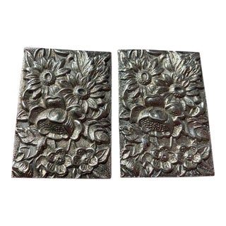 1930s Set of 2 S. Kirk & Son Repousse Floral 90f Sterling Silver Match Box Safe No Monos For Sale