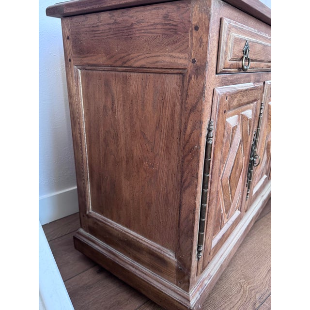 Wood 1980s European-Farmhouse Solid Oak Sideboard Bar Cabinet For Sale - Image 7 of 10